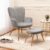 BonVache Modern Armchair with Footstool, Wing Back Accent Chair with Ottoman, Lounge Chair for Living Room Bedroom and Office, Grey