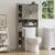 BonVache Over Toilet Storage Unit, Bathroom Storage Cabinet with Barn Doors, Freestanding Laundry Organizer Space Saving with Adjustable Open Shelves, Grey