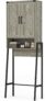 BonVache Over Toilet Storage Unit, Bathroom Storage Cabinet with double doors, adjustable shelves and metal frame, Freestanding Laundry Organizer Space Saving, Grey
