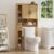 BonVache Over Toilet Storage Unit with Double door, Bathroom Storage Cabinet with 7 Storage Compartments and Tissue Compartment, Adjustable Shelf, for Bathroom and laundry room, Rattan