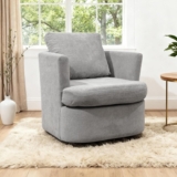 BonVache Swivel Tub Chair, Modern Accent Occasional Armchair, Bucket Chairs with Pillow for Living Room Bedroom, Gray