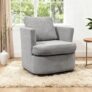 BonVache Swivel Tub Chair, Modern Accent Occasional Armchair, Bucket Chairs with Pillow for Living Room Bedroom, Gray