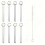 Bonbeau 8pcs Clear Thick Glass Pipe Set – Mini Portable Oil Burner with Cleaning Brush – Heat Resistant Design
