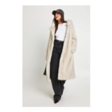 Boohoo Hooded Belted Faux Fur Maxi Coat