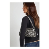 Boohoo Leopard Print Structured Fold over Shoulder Bag