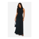 Boohoo Petite Crinkle Drop Waist Racer Maxi Dress