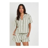 Boohoo Premium Linen Stripe Shorts