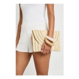 Boohoo Raffia Fold over Clutch Bag with Crossbody Strap