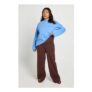 Boohoo plus Basic Rib Straight Leg Trousers – Chocolate