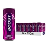 Boost Energy Drink Cherry Flavour – 24 Pack Drinks with Caffeine, Taurine and Vitamin B Carbonated S&S £11.24