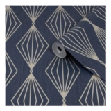 Boutique Marquise Sapphire Gold Effect Geometric Textured Wallpaper