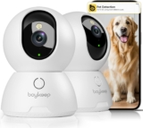 BoyKeep 2K Surveillance Cameras for Home Security, 2-Pack Indoor Camera with Night Vision, Pet Camera Indoor with App, Motion Detection, 2-Way Audio, Cloud/SD Card Storage, Compatible with Alexa