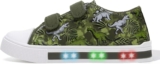 Boys Girls Light Up Trainers, Hook and Loop Canvas Shoes