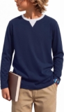 Boys Long Sleeve T Shirt Kids Contrast Crew Neck School Top