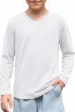 Boys Long Sleeve T Shirts Solid Basic V-Neck Top