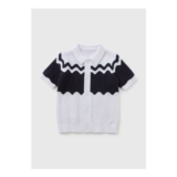 Boys Navy Wave Crochet Shirt