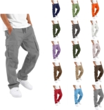Boys Uniform Cargo Pants Cotton Baggy Chino Pants Joggers Pull On Pants Teen Back to School Trousers Straight Leg Hiking Pants with Pockets,Elastic Waist Casual Sports Workwear for Kids 5-15 Years