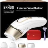 Braun IPL Silk Expert Pro 5, At Home Hair Removal, Alternative for Laser Hair Removal, Includes Pouch, Wide Head, 2 Precision Heads and Venus Razor, Gift for Women, White/Gold, PL5387