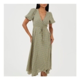 Brave Soul Womens V-Neck Midi Floral Wrap Dress
