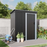 Breeins Metal Weatherproof Charcoal Black Storage Shed (153cm x 77cm x 182cm)