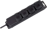 Brennenstuhl IP44 Socket Socket with 4 Flap Sockets & 2m Neoprene Cable H07RN-F 3G1.5 Black