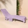Brentfords Sun Lounger Towels with Pockets, Large Beach Towel in a Bag Sunlounger Holiday Accessories Swimming Pool Quick Dry Sunbed Towel, 215 x 75cm, Purple