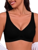Bresdk Jelly Bras for Women Wireless Deep V Mesh Bra Seamless Soft Support jelly strip support, mesh centre and side panels, adjustable wide straps and extender included