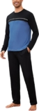 Bresdk Mens Pyjamas Set Long Sleeve Pjs Sets with Drawstring Pockets S-3XL Soft cotton mens long pyjama set for cosy winter nights