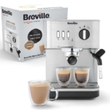 Breville Bijou Espresso Machine Automatic and Manual Espresso, Cappuccino & Latte Maker 15 Bar Pump Steam Wand Silver