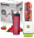 Breville Blend Active Personal Blender & Smoothie Maker 350W 2 Portable Blend Active Bottles (600ml) Leak Proof Lids White & Green VBL246