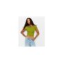 Bright Green Slinky off Shoulder Gathered Side Top