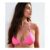Bright Pink Blanket Stitch Trim Halterneck Bikini Top