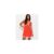 Bright Red Crinkle Texture V-Neck Lace Trim Mini Dress