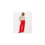 Bright Red Drawstring Waist Wide Leg Trousers