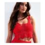 Bright Red Zig Zag Knit Crop Top