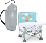 Bright Starts Disney Winnie The Pooh Portable Booster, Indoor/Outdoor Use, Floor Seat with Feeding Tray, 6 Mos – 3 Yrs