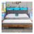 Brinlawb King Bed Frame with Charging Station, LED Lights, Shelves