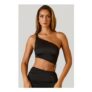 Brisa Add to Wishlist Ruched Asymmetric Crop Top in Black