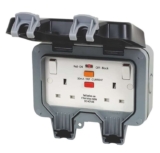 British General IP66 13A 2-Gang SP Weatherproof Outdoor Switched Passive RCD Socket ( – Free C&C)