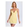 Bronwyn Bow-Detail Pleated Mini Dress in Pastel Yellow