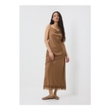 Bronze Satin Lace Trim Co Ord Maxi Skirt