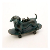 Bronze Tone Dachshund Skateboard Ornament 35x45cm