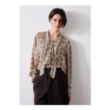 Brown Animal Neck Tie Blouse 8