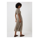 Brown Animal Print Twist Front Midaxi Dress