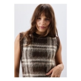 Brown Check Fluffy Crew Tank Jumper Brown XS