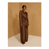 Brown Satin Wide Leg Trousers
