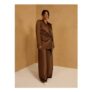 Brown Satin Wide Leg Trousers