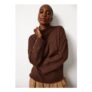 Brown Seam Detail High Neck Tunic S