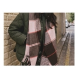 Brown Textured Check Midweight Scarf