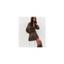 Brown Zebra Print Frilly Trim Mini Dress